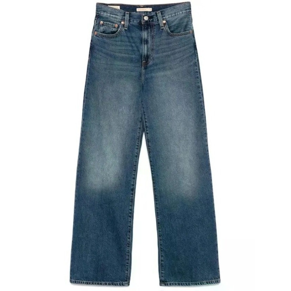 Levis Ribcage Wide Leg Jeans Medium Wash Blue Super High Rise A6081-0012 Size 31
